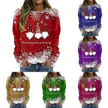 Sudaderas para Mujer de Navidea Camisetas de Manga Larga para Mujer Camisas Casuales con Cuello en V Loose Fit Sudadera Navidad Mujer Jersey Navideo Feo Sudaderas Navideas Mujer Divertido - ZZ05-Rojo + CH - Ver 4