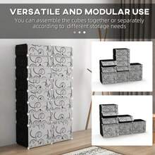 HOMCOM Modular Shoe Cabinet, Self-Assembly, 16 Compartments, PP, Black And White, 95 X 37 X 160 Cm