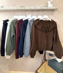Hermiss jersey de manga larga liso con volante para mujer . talla única para una para una talla entre S/M , nueva colección de otoño y invierno . entrega estimada 1-3dias laborable (península) - Beis - Ver 5