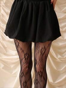 1 Cặp quần tất ren hoa cho nữ, tất lưới, quần bó cạp cao ôm sát, cỡ lớn, phù hợp cho nhiều dịp khác nhau - màu đen - Xem 7