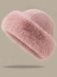 1pc Faux Fur Fashion Hat, New Fluffy Cap, Women's Warm Autumn/Winter, Cute Furry Hat, Cold-Proof Outfit - Multicolor - View 4