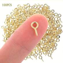 100pcs Screw Eye Pins, Mini Metal Ring Hooks For Jewelry Making, DIY Crafts, Resin Crafts, Bottle Stoppers - Gold - View 10