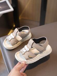 婴儿时尚凉鞋，男女通用休闲百搭橡胶软底婴幼儿鞋，适合春夏季节穿着 - 駝色 - 查看 2