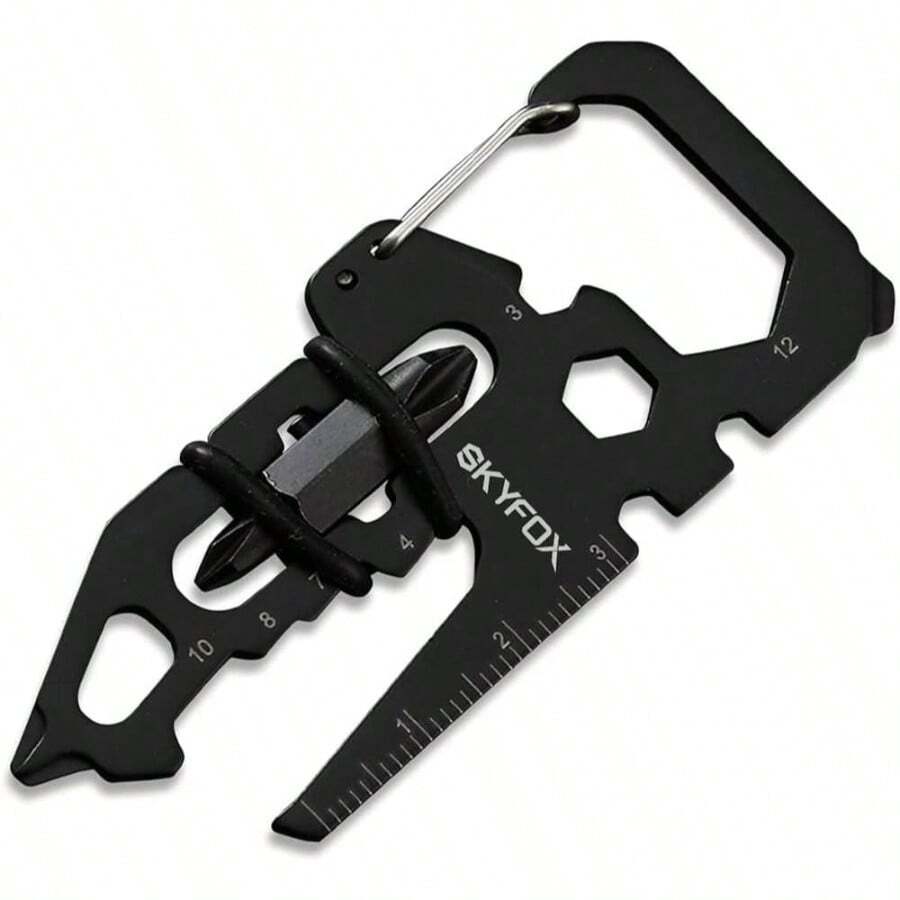 Llavero con mosquetn multiherramientas 13 en 1, abridor de botellas multiusos, llave inglesa, destornillador, herramientas para senderismo, camping, viajes, aventuras y ciclismo. - inicial - Ver 1