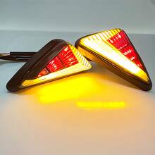 1 Par de luces intermitentes LED para motocicleta de forma triangular, 12V, universales, luz indicadora de 10 mm, luces de marcha en rojo y amarillo - luz roja y amarilla - Ver 5