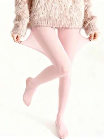 Soft Blush Pink Sheer Pantyhose - High Elasticity Snag-Resistant Women's Tights, Skin-Like Lightweight Leggings, Suitable For Commuting And Office Wear