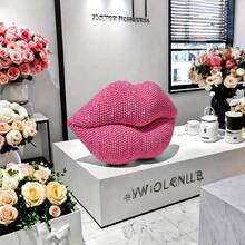 1pc Pink Sexy Lips Statue Decor - Resin Love Theme Art Piece, Suitable For Home, Office, Bedroom, Bar, Hotel, Bathroom - Perfect Romantic Gift For Wedding, Valentine's Day, Mother's Day, Home Decor | Beaded Texture | Smooth Surface, Collectible Figurine Room Decor Valentine's Day Decor Ornaments Home Miniature Things