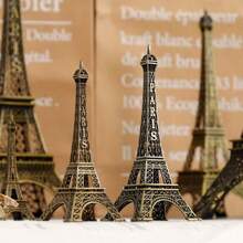 Eiffel Tower Model Metal Material Mini Replica Set Ornament Home Decoration Desktop Display Craft Gift Collectible Model European Style Study Decor Accessory - Bronze - View 2