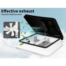 14x14 Inch Caravan Roof Vent RV Air Exhaust Camper Roof Hatch With 12V Fan 355x355mm Motorhome Air Ventilation With Black Cover And Stainless Steel Flyscreen Waterproof - Black - View 3