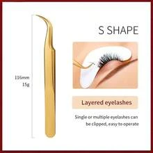 1/7Pcs Professional Eyelash Extension Tweezers Set Decor Anti-Static Dolphin Peacock Butterfly Lash Extension Precision Straight Curved Tweezers Cosmetic Makeup Tools - Gold - View 8