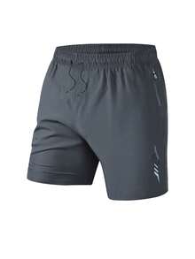 Pantaloni scurți sport 3 buc, model imprimat, talie cu șnur și buzunare cu fermoar, potriviți pentru alergare, fitness, activități în aer liber, plajă, baschet, fotbal, antrenament, vară neagră - Negru - Vizualizare 4