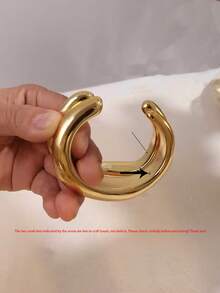 3pcs/Set High-End Asymmetrical Twisted Open CCB Bracelet, Suitable For Women, Daily Wear Or Gift - Gold - View 4