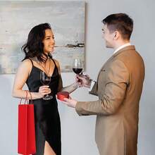 10/20 túi quà tặng rượu vang, túi giấy đựng chai rượu số lượng lớn, túi xách đựng chai rượu có quai xách, thích hợp cho Ngày Valentine, đám cưới, tiệc tùng, sinh nhật, kích thước 3.5 x 4.3 x 13.7 inch (Màu đỏ) - Nhiều màu - Xem 5