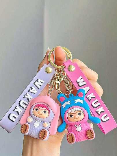 1 Móc Khóa WAKUKU Mới, Hình Búp Bê Vui Nhộn, Móc Khóa Hoạt Hình Sáng Tạo, Phụ Kiện Túi Xí, Mặt Dây Chuyền, Quà Tặng Ngày Valentine (Sản Phẩm Silicone, Hiện tượng phai màu nhẹ là bình thường)
