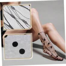 5pares Calcetines De Malla Transparentes Decorados Para Mujer De Tul Ligero y Transpirable Estilos Variados Para Uso Diario y Para Nias y Mujeres - inicial - Ver 3