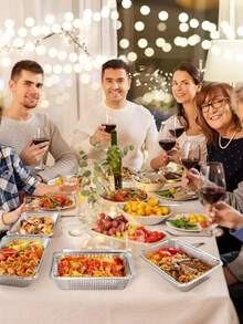 40pcs Oven & Microwave Thick Aluminum Foil Containers With Lids - Rectangular Disposable Tin Trays, Suitable For Frozen Food, Camping, Picnic, Home & Commercial Takeout, Silver Small (5.1 X 3.7 X 1.6 Inches), Silver Medium (8.3 X 5.3 X 2.2 Inches), Gold Medium (7.3 X 5.1 X 2 Inches) - Multicolor - View 7