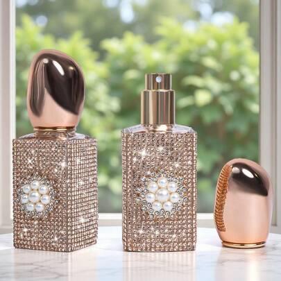 1 chai xịt nước hoa Moonlight 30ml cao cấp, chai nước hoa dung tích lớn màu sâm panh, bình xịt nước hoa pha lê lấp lánh - có thể nạp lại, chai xịt bỏ túi, bình đựng nước hoa đính đá - chai mẫu ép chân không - chai xịt mỹ phẩm du lịch, chai nước hoa, chai xịt du lịch bằng thủy tinh màu có thể nạp lại.