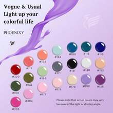 PHOENIXY 24 PCS Gel Nail Polish Set, 21 Colors Gel Nail Polish Kit With Base Glossy Matte Top Coat Black Gray Red Nail Kit Christmas Gifts For Women - xanh quân đội - Xem 2