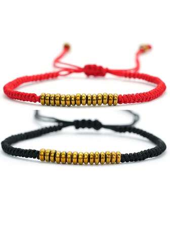 51Luckind 2 Pcs Black Red Rope Couple Bracelet Charms Women Adjustable Lover Bracelet For Lovers Valentine's Day Gift Jewelry