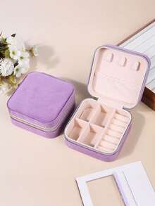 1个旅行首饰收纳盒,女士天鹅绒首饰盒,双层便携迷你首饰展示收纳盒,适用于耳环、戒指、项链、手链、美甲饰品,母亲节礼物、圣诞节礼物、万圣节礼物、女士礼物 - 均碼 - 查看 13