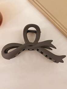 1pc Women's Solid Color Autumn/Winter Bow Ribbon Velvet Hollow Big Hair Clip, Bow Hair Claw Suitable For Thick And Thin Hair, Elegant Sweet Fashion For Campus, Party, Ball, Daily Wear Women Hair Accessories Casual Hair Clutch - Black - View 4