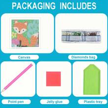 1 pieza Kit de pintura de diamantes 5D, Juego de arte de diamantes con rhinestones de colores, Juego de arte de pintura de diamantes de animales de dibujos animados de perforación completa adecuado para principiantes adultos, amigos, manualidades con gemas DIY, decoración de diamantes para paredes del hogar