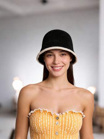 1pc Solid Color Casual Unisex Fashion Versatile Bucket Hat, Suitable For Autumn, Winter, Spring, Outdoor Activities And Urban Chic Occasions