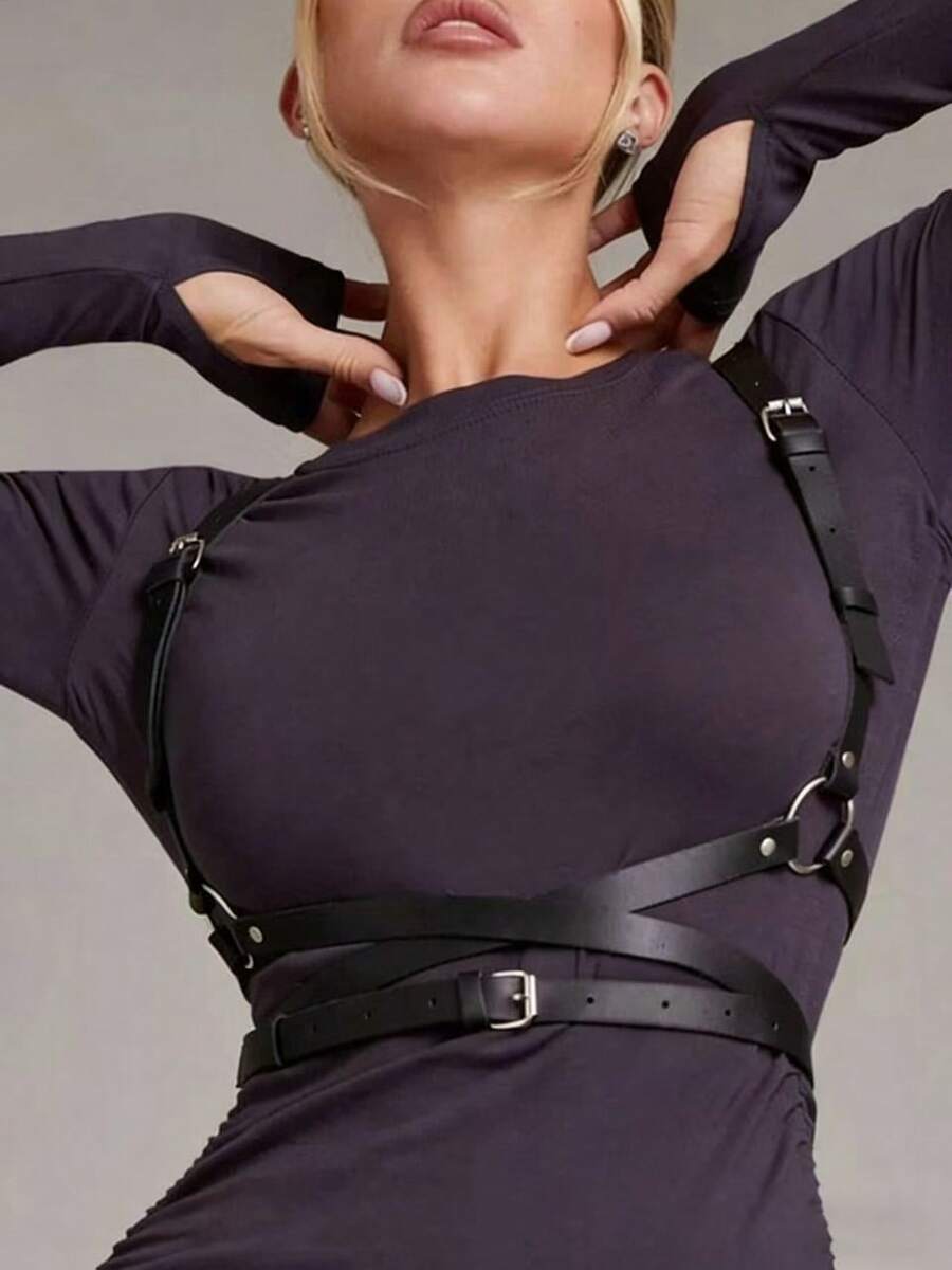 1pc Women's Dark Punk Style Sexy X-Back Harness, Suitable For Daily Wear, Dates, Parties, And Other Occasions