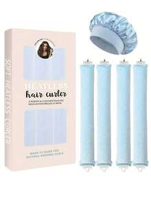 5pcs/4pcs/3pcs Hair Styling Set + Sleep Cap, No Heat Curler, Convenient, Curling Tools, Hair Scrunchie Curler, Sleep Hairstyling Tools, Women Foam Hair Curler - Baby Blue - View 12