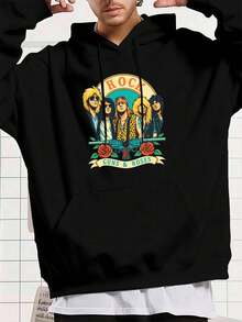 Guns And Roses Rock Band Hoodie Men Casual, Breathable, Graphic Design - Black - View 1