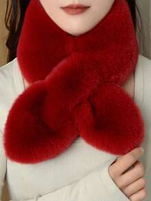 Women's Elegant Faux Fur Scarf Necklace - Ultra Soft & Warm Winter Neck Wrap, Luxurious Fluffy Criss-Cross Design, Versatile Fashion Accessory For Outdoor & Formal Occasions, Easy Care (Dry Clean) - Multipurpose Wear From Day To Night - Multicolor - View 10