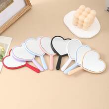 [Random Style Shipped] Heart-Shaped Mirror And Flower-Shaped Mirror, Heart-Shaped Travel Handheld Mirror, Mini Portable Comb Flower-Shaped Mirror, Heart-Shaped Makeup Handheld Mirror With Handle, Valentine's Day Gift Portable Travel Mirror, Small Solid Color Makeup Mirror, Pocket Makeup Mirror - Multicolor - View 5