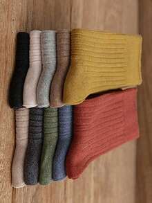 10双装（随机款式）女士条纹糖果色中筒袜 - 彩色 - 查看 2