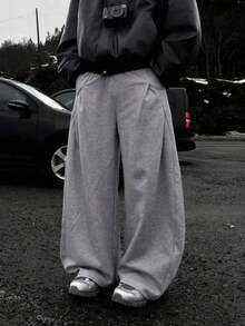 Relaxed Fit Casual Sweatpants, Loose Straight Leg Sports Trousers For Men & Women, New Autumn Collection - Grey - View 1