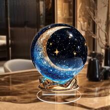 2D,Non-Transformer,Boho Acrylic Crystal Ball With Starry Sky And Crescent Moon Design, Tabletop Decor Sphere For Office, Bedroom, Home Garden, Indoor & Outdoor Use, Ideal Ramadan Festival Symbol Gift - Multicolor - View 1
