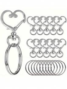 20/100pcs Set Of Heart-Shaped Rotating Buckle Hook Strap Key Ring - Colored Metal Spring Buckle Suitable For DIY Handicrafts, Lanyards And Accessories - Zinc Alloy Lobster Deduction Ring In 4 Colors - Multicolor - View 6