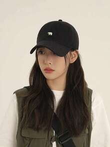 Mũ lưỡi trai nữ mùa hè mới, mũ bóng chày thời trang thêu hình gấu kiểu retro, mũ lưỡi trai unisex chống nắng, đa năng. - màu đen - Xem 2