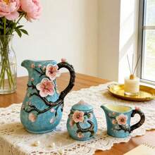 Handpainted Ceramic Classic Oil Painting Series - Vase, Canister, Sugar & Creamer, Coffee Filter Cup, Teapot, Butter Dish, Home & Kitchen Tabletop Decor, Gifts (Starry Sky, Sunflower, Iris) - Multicolor - View 8