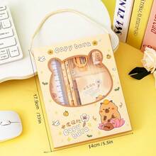 6Pcs Back To School Stationery Set Gift Box For Primary Students -Cute Capybara Kids Study Supplies (Pencils, Ruler, Eraser, Notebook, Sharpener) - Ginger - View 3