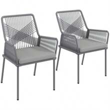Set Of 2 Outsunny Rattan Garden Chairs With Removable Armrests And Weather-Resistant Seat Cushions. Outdoor Dining Or Balcony Chairs, Dark Grey. - Grey - View 7