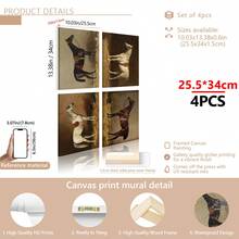 4 piezas/set de arte de pared con temática vintage de caballos, arte de pared con temática ecuestre, pintura de estilo rústico, adecuado como regalo, adecuado para decoración del hogar, decoración de habitaciones, decoración de dormitorios, decoración de salas de estar, decoración de baños, decoración de paredes, opcional con marco de arte de pared. - Marrón - Ver 16