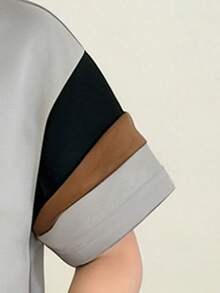 Young Boy Cartoon Print Round Neck Short Sleeve Top And Pants Set - Grey - View 5