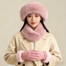 1 Set Of Solid Color Versatile Hat, Scarf And Gloves, Windproof, Suitable For Outdoor Use, Available In Multiple Colors Cold Weather Outfit Women Valentines Gift - Multicolor - View 9