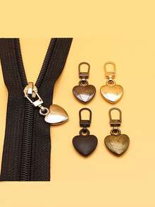Bộ 5 thanh kéo khóa kéo thay thế hình trái tim bằng kim loại đa năng có thể tháo rời, dùng cho hành lý, túi xách, ba lô, áo khoác - Nhiều màu - Xem 3