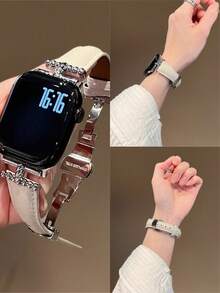 Premium Minimalist Faux Leather Watch Band, Compatible With 38/40/41/42/44/45/46/49mm Dial, Also Compatible With Apple Watch Ultra/Se11/10/9/8/7/6/5/4/3/2/1 Series - 42/44/45/49mm (s10) 46mm - View 1