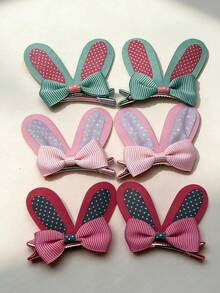 6/4/2个兔耳发夹，DIY动物发饰，适合成人，适合学校、家庭聚会，爪形发夹，发卡，学习用品，发夹，发卡 - 彩色 - 查看 9