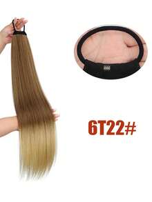 1 pieza Peluca con coletero, peluca de cabello liso y esponjoso con doble coleta para un aspecto juvenil, incluye ligas para el cabello, bandas de goma para el cabello, cuerda para el cabello, sujetadores elásticos para el cabello - Multicolor - Ver 4