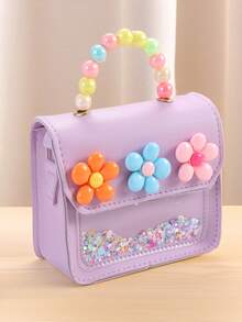 This Crossbody Bag Features Adorable And Playful Floral And Pearl Details, Making It A Must-Have Fashionable Handbag For Both Moms And Independent Girls. It Is Perfect For Valentine's Day, Parties, Or As A Gift For The Special Lady In Your Life. - Multicolor - View 12