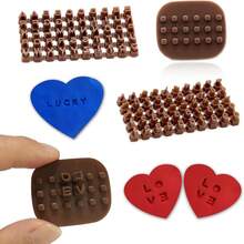 字母印章套装，适用于粘土、字母数字陶艺印章，陶瓷聚合物粘土工具，小型压模翻糖压花器，字母印章，DIY饼干模具 - 咖啡棕 - 查看 6