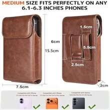 Belt Holder Pouch For Mobile Phones, Leather Holster Case Waist Bag With Belt Clip, Suitable For Multiple Phone Models, Great For On-The-Go Use - As Pic - View 3
